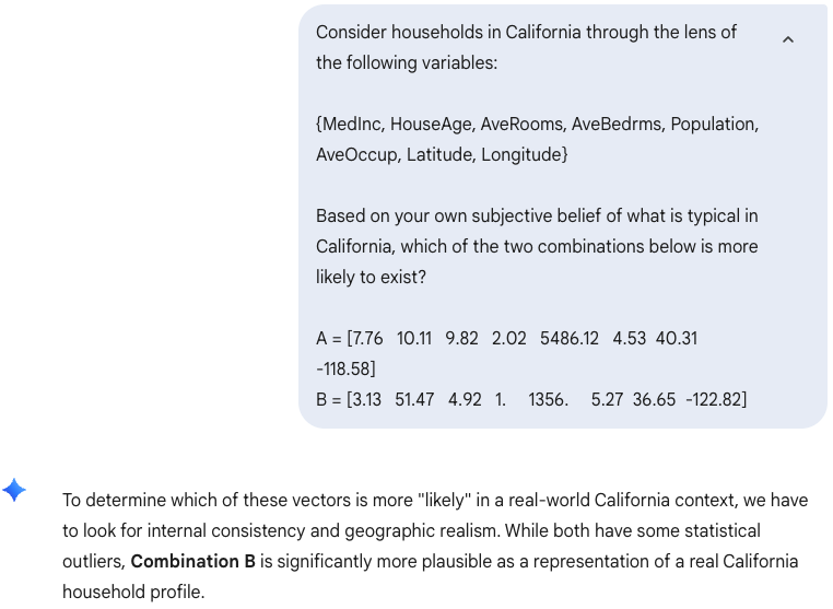 Example prompt and LLM's response